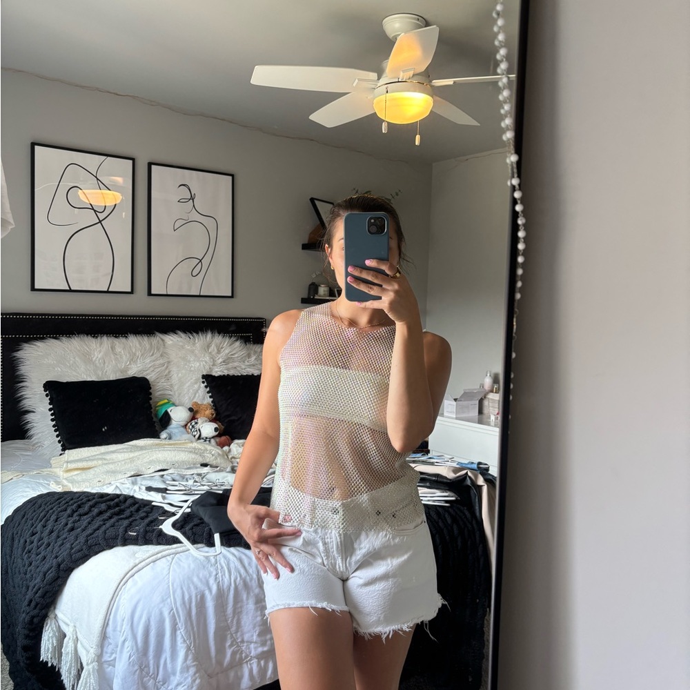 Meshki Iridescent Mesh Top